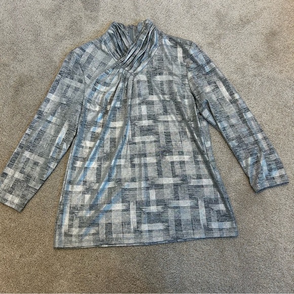 CALVIN Klein silver metallic high neck blouse - Picture 8 of 12